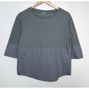 COS Blue Gray Mixed Media Top Women's EU XS Button Sleeve‎ Shirt Minimalist